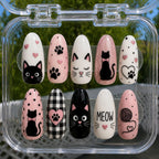 Cute Cat Press On Nails, Cat Lover Nails, Kitty Nail Set, Cat Mom Gift, Cute Animal Nails, Pet Lover Gift, Custom Cat Nails