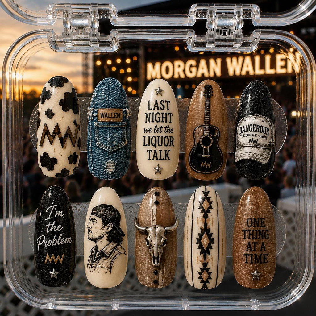 Personalized Country Concert Nails, Custom Country Press On Nails, Western Cowgirl Nails, Concert Nail Set, Custom Cowboy Nails Country Gift