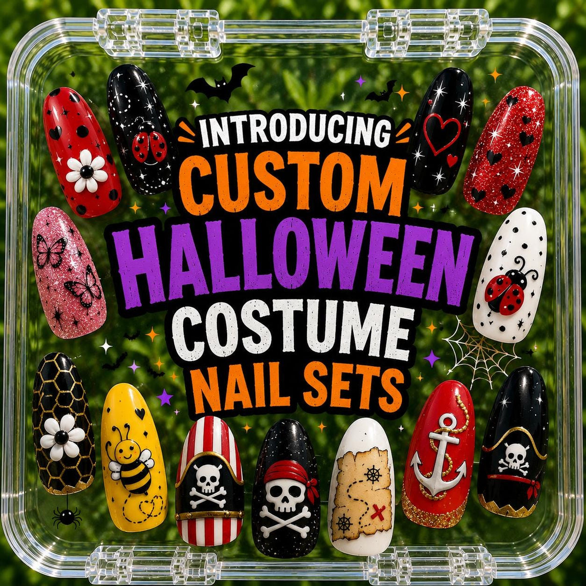 Custom Halloween Costume Nails, Personalized Press On Nails, Halloween Nail Set, Costume Matching Nails, Custom Halloween Press Ons