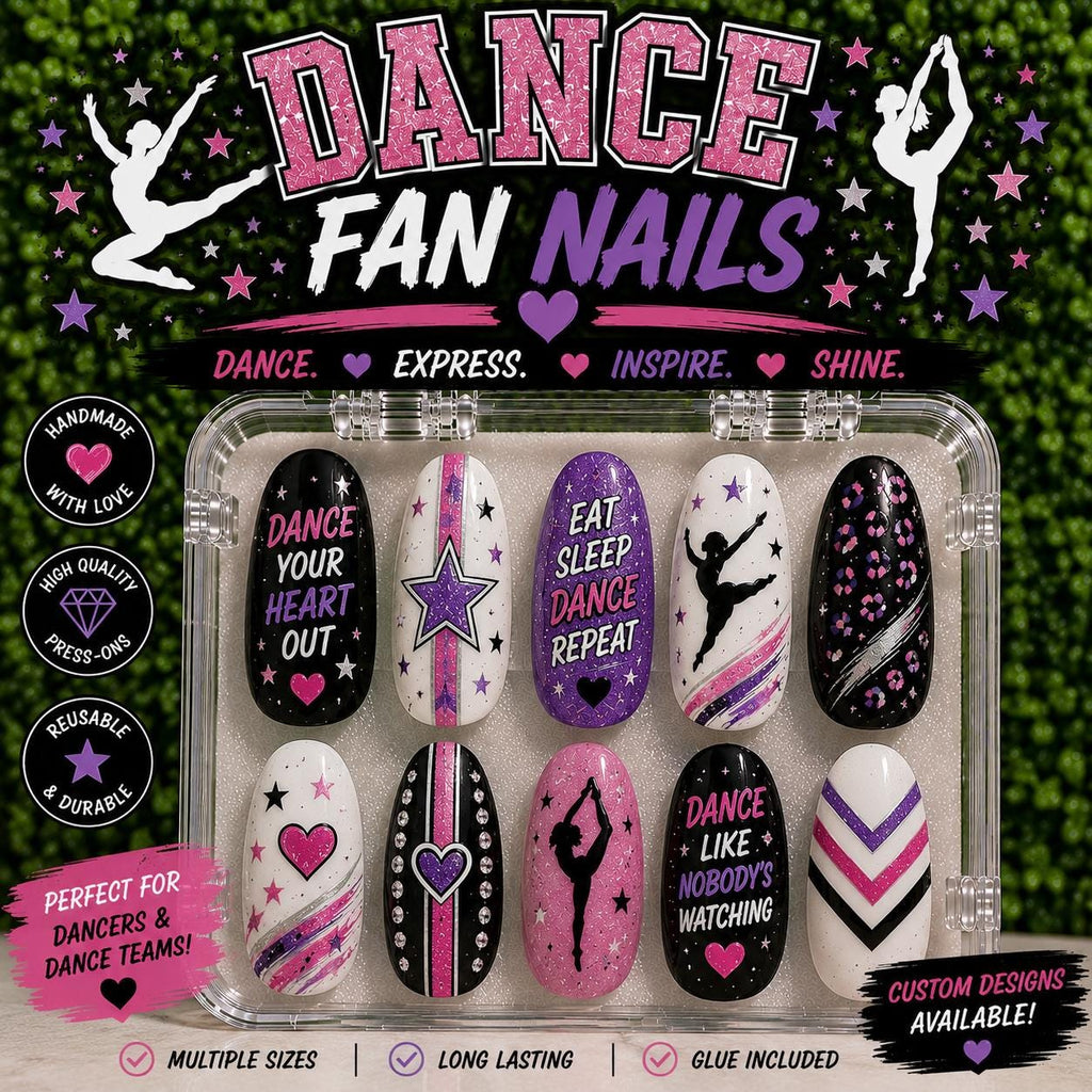 Custom Dance Nails | Personalized Dance Team Press On Nails | Competition Dance Nails | Dancer Gift | Recital Nails | Team Colors