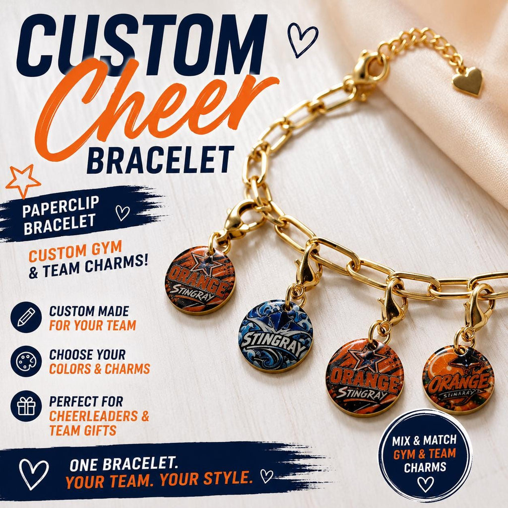 Custom Cheer Charm Bracelet, Personalized Cheer Team Jewelry, Custom Gym & Team Charms, Cheerleader Gift, Cheer Swag, Team Gift