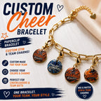 Custom Cheer Charm Bracelet, Personalized Cheer Team Jewelry, Custom Gym & Team Charms, Cheerleader Gift, Cheer Swag, Team Gift