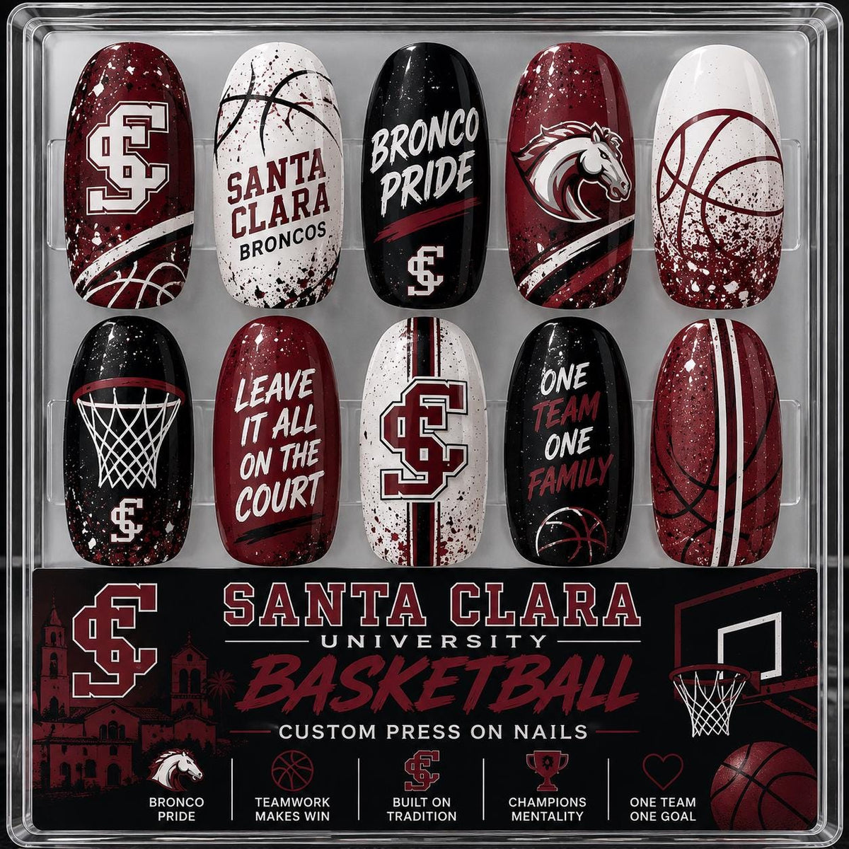 Custom College Basketball Nails, Game Day Press On Nails, Team Color Nails, Basketball Fan Gift, College Sports Nails, Personalized Nails