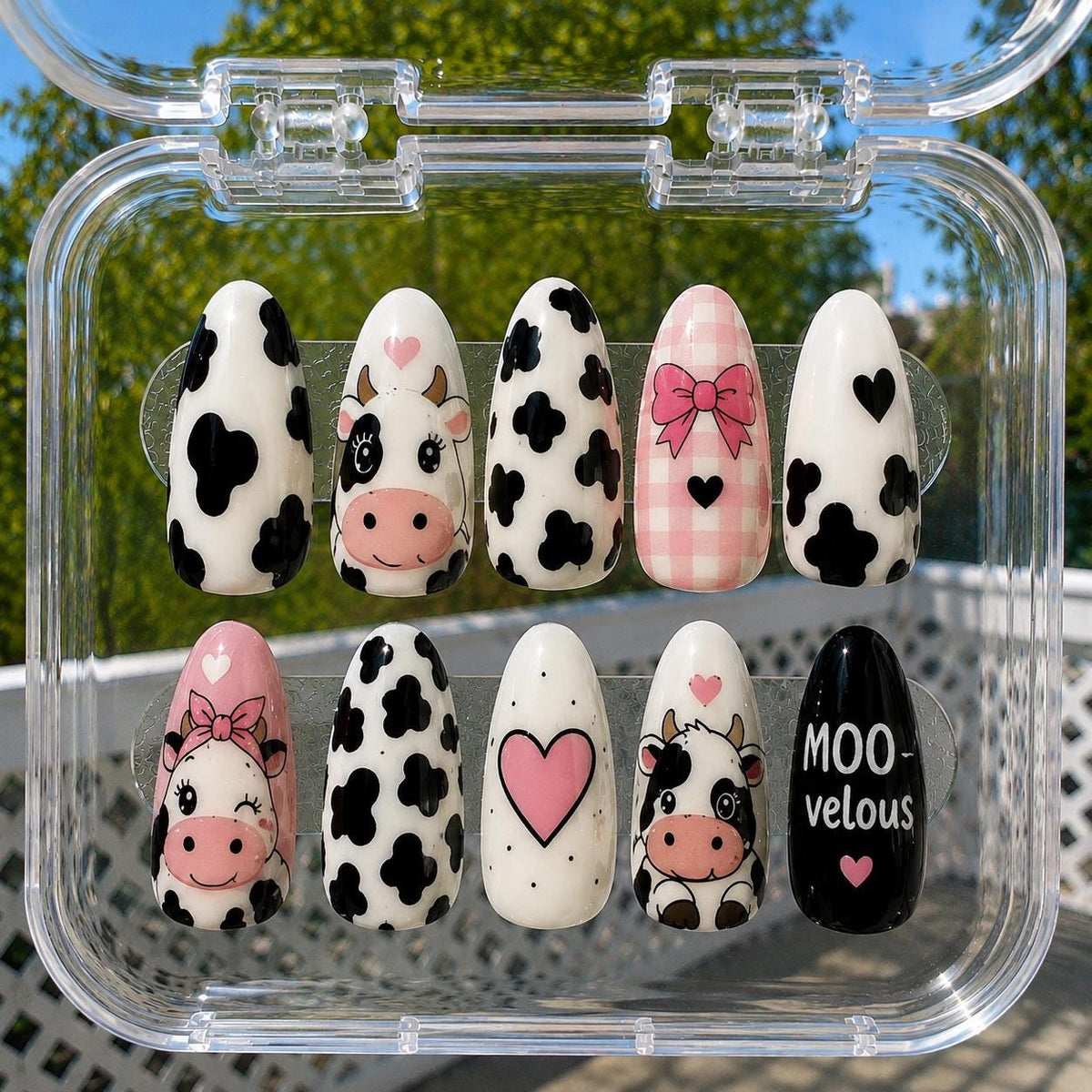 Cute Cow Press On Nails, Pink Cow Nails, Cow Print Nail Set, Farm Animal Nails, Cow Lover Gift, Farm Girl Nails, Country Western Gift
