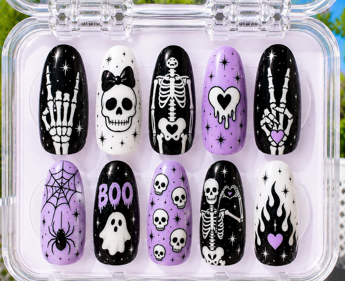 Custom Halloween Costume Nails, Personalized Press On Nails, Halloween Nail Set, Costume Matching Nails, Custom Halloween Press Ons
