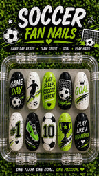 Custom Soccer Nails, Soccer Press On Nails, Personalized Team Nails, Soccer Mom Nails, Game Day Nails, Player Number Nails, Sports Nails