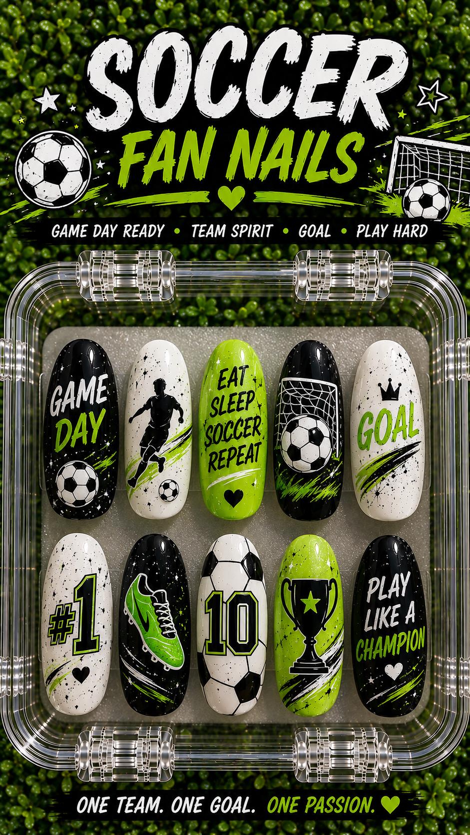 Custom Soccer Nails, Soccer Press On Nails, Personalized Team Nails, Soccer Mom Nails, Game Day Nails, Player Number Nails, Sports Nails