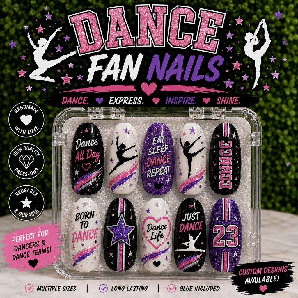 Custom Dance Nails | Personalized Dance Team Press On Nails | Competition Dance Nails | Dancer Gift | Recital Nails | Team Colors