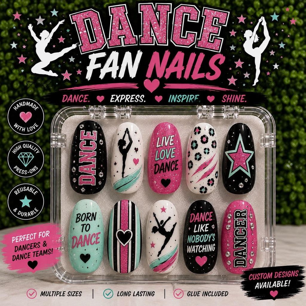 Custom Dance Nails | Personalized Dance Team Press On Nails | Competition Dance Nails | Dancer Gift | Recital Nails | Team Colors