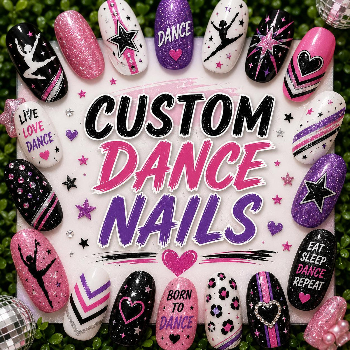 Custom Dance Nails | Personalized Dance Team Press On Nails | Competition Dance Nails | Dancer Gift | Recital Nails | Team Colors