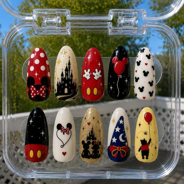 Theme Park Press On Nails, Fairytale Castle Nails, Princess Vacation Nails, Magical Trip Nails, Custom Family Vacation Press Ons